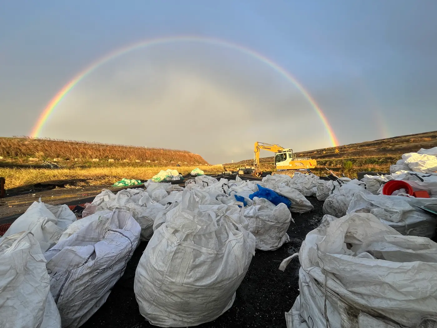 Sacs of plastic collected as part of the Construction Plastics Initiative.