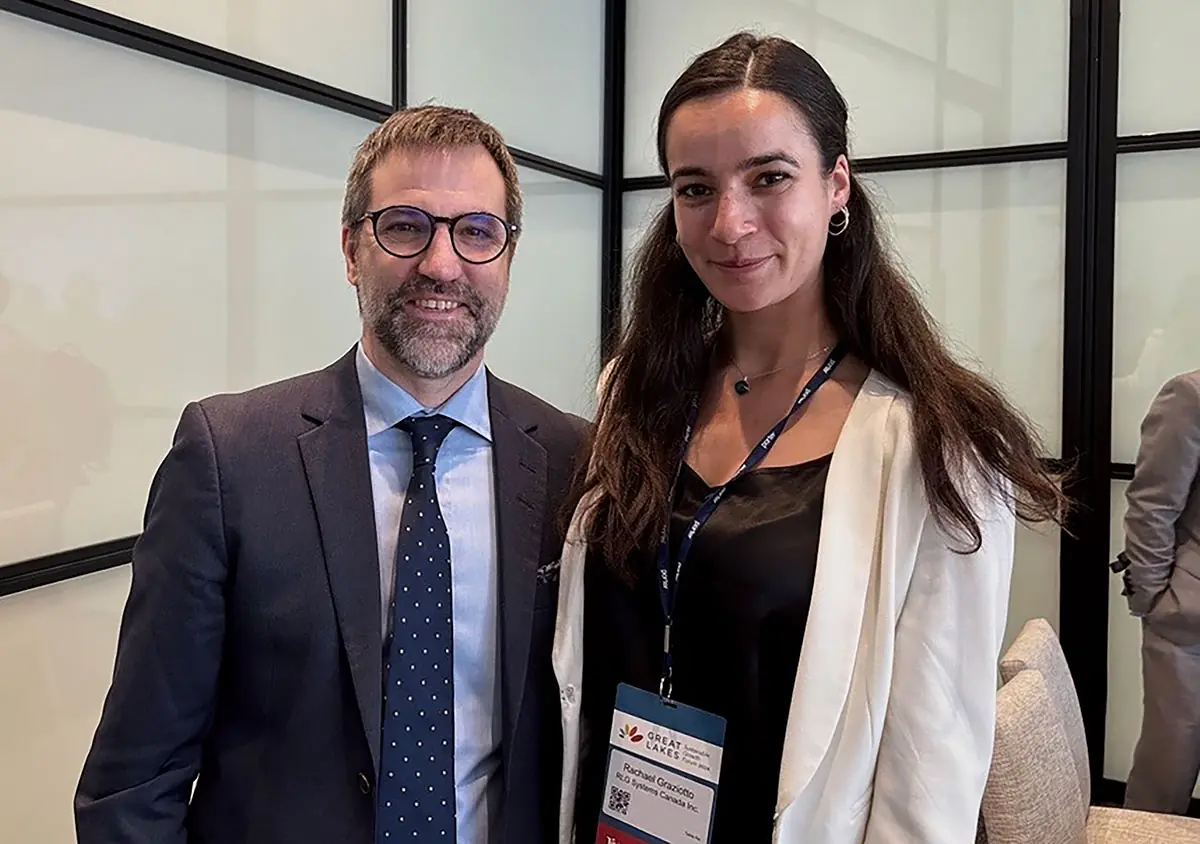 Rachael Graziotto, Director of Circular and Compliance Solutions at Reverse Logistics Group (RLG), meeting with the Hon. Steven Guilbeault, Minister of Environment and Climate Change, Government of Canada, at the Great Lakes Sustainable Growth Forum 2024.