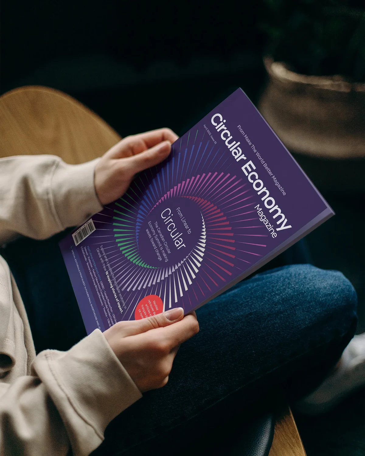 Circular Economy Magazine held open in natural light